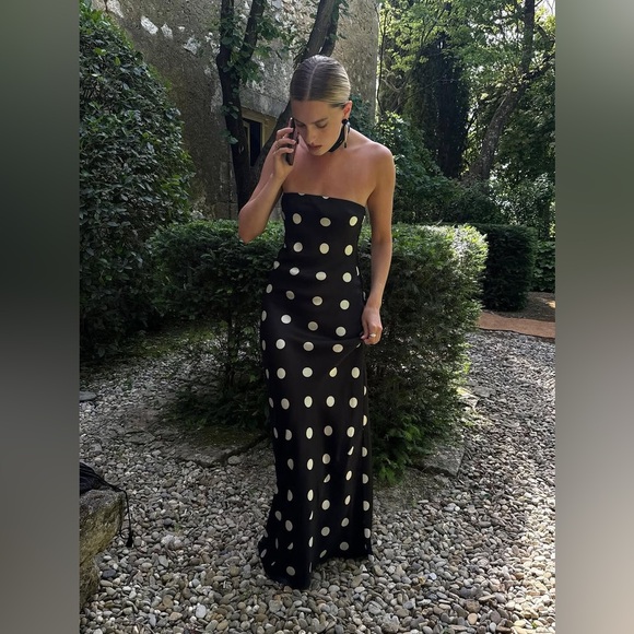 Reformation Oren Silk Dress In Moon Dot, NWOT, NEVER WORN, NO FLAWS. - Picture 11 of 12